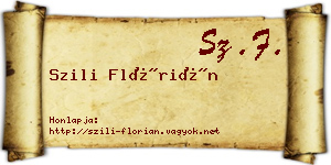 Szili Flórián névjegykártya